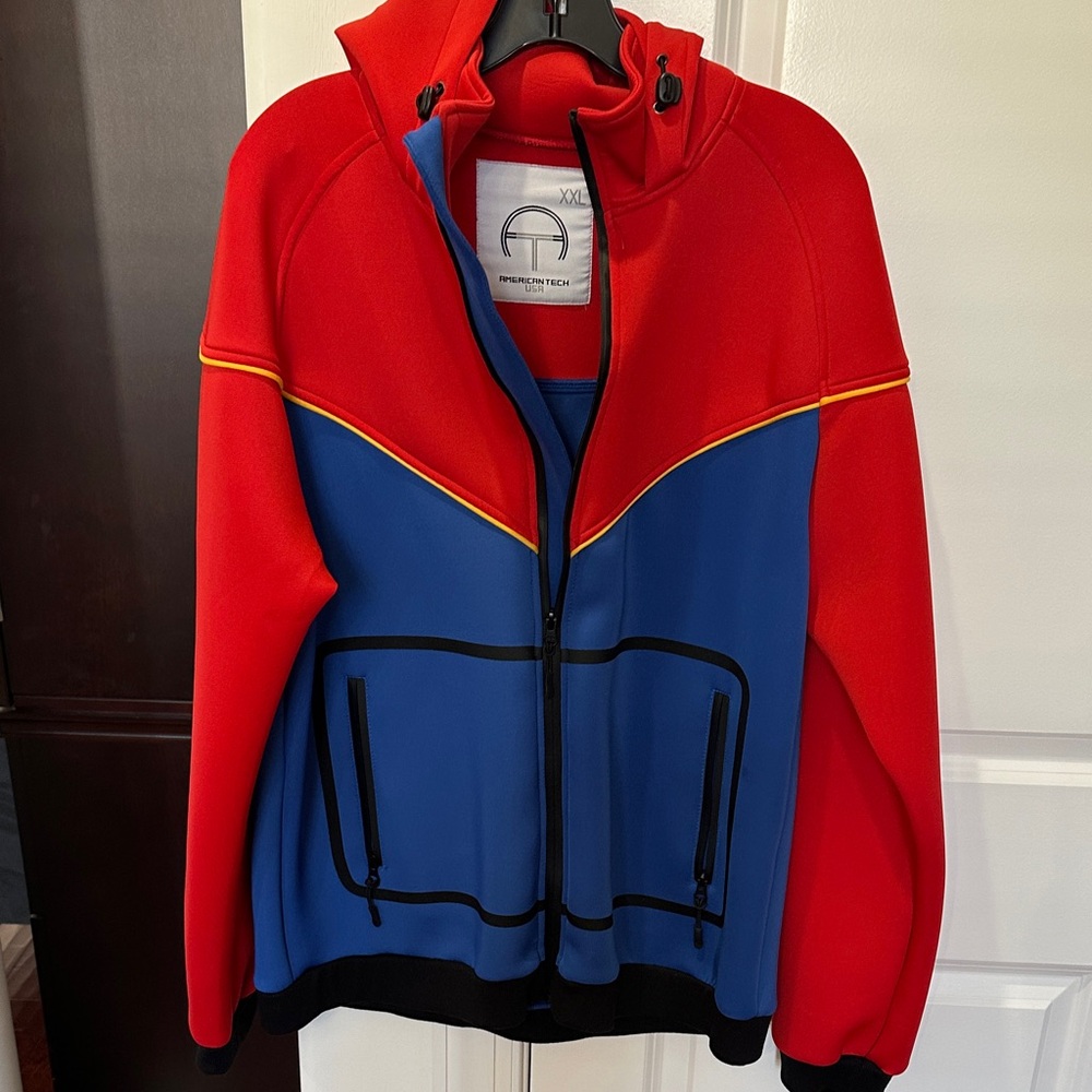 Red and Blue Zip-Up Jacket